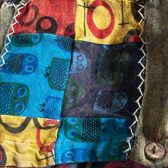 Rising International Boho Hippie Quilt Cross Stitch Block Print Pattern Overalls - Picture 16 of 16